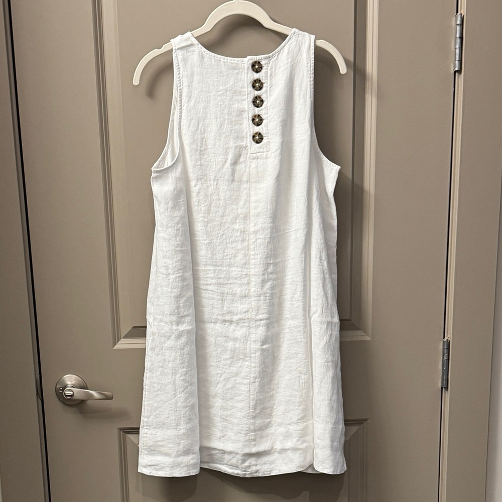 J.Crew Maxine Button Back Linen Shift Dress, White - Picture 6 of 6